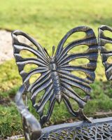 Close Up Of Butterfly Design Two Seater Bench Back Detailing
