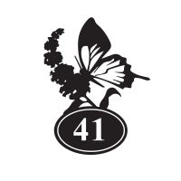 Butterfly Iron House Number Sign Finished in Black