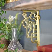 Polished Brass Climbing Man Design Bracket 25 x 12cm