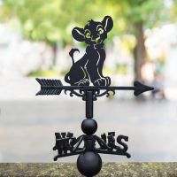Cast Iron & Steel Weathervane with Cartoon Lion Cub Motif