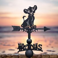 Cast Iron & Steel Weathervane with Cartoon Lion Cub Topper