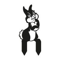 Cartoon Rabbit Iron Silhouette in a Black Finish
