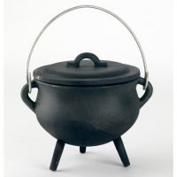 Small Cast Iron Cauldron Finished in Black
