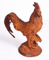 "Roosty" Rustic cast iron rooster garden sculpture