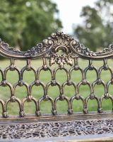 Close-Up of Cast Aluminium "Roman Buckle" Three Seater Garden Bench