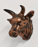 Cast Aluminium Bronze & Copper Bull Wall Bust 
