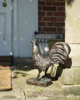 Cast aluminium bronze rooster garden. sculpture front door