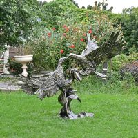 Cast Aluminium Eagles Fighting Sculpture Finished in a Bronze Finish