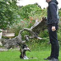 Cast Aluminium Eagles Fighting Sculpture to Scale