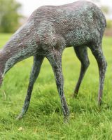 Cast Aluminium "Grazing" Doe Garden Sculpture in Verdigris Detail