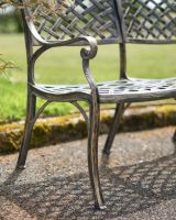 Close-Up of Armrest and Legs Support for Cast Aluminium "Trilateral" Three Seater Garden Bench