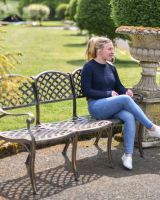 Scale Shot of Cast Aluminium "Trilateral" Three Seater Garden Bench