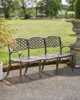 Cast Aluminium "Trilateral" Three Seater Garden Bench in Situ