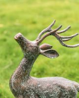 Cast Aluminum "Facing Up" Contemporary Buck Garden Sculpture Face Detail