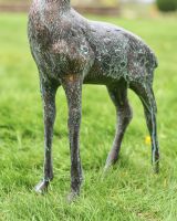Cast Aluminum "Facing Up" Contemporary Buck Garden Sculpture Spotted Close Up