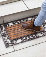 Scale Shot of Cast Iron 2-in-1 Ornate "Aureate" Rectangular Doormat & Boot Scraper
