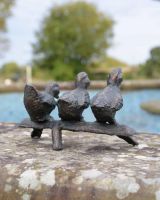 Rear Shot of Cast Iron "Dynamic" Duck Family Trio Garden Sculpture