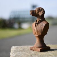 Rustic Cast Iron Dog Bust in Situ