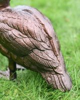 Cast Iron "Hayscot" Antique Copper Swan Garden Sculpture Feather Detail