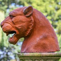 Side View of the Cast Iron Rustic Jaguar Bust