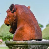 View of the Back of the Cast Iron Rustic Jaguar Bust