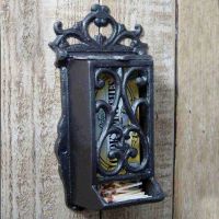 Ornate Matchbox holder Made From Cast Iron