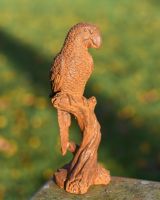 Side View Of Rustic Cast Iron "Parrot On Branch" Garden Sculpture