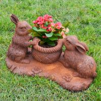 Cast Iron Rustic Rabbit Planter