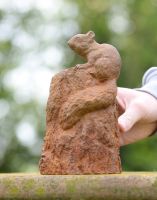 Scale of Rustic Cast Iron Squirrel on Log Sculpture