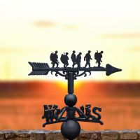 Cast Iron & Steel Weathervane with "Band of Brothers" Walking Soldiers Motif