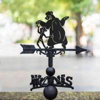 Cast Iron & Steel "Bear Necessities" Cartoon Weathervane in Situ