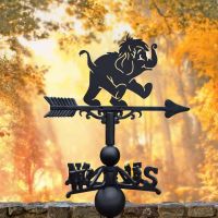 Cast Iron & Steel Cartoon Baby Elephant Weathervane in Situ