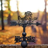 Cast Iron & Steel Weathervane with Cartoon Laying Tiger Motif