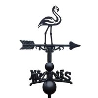 Cast Iron & Steel Flamingo Contemporary Weathervane on White Background