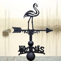 Cast Iron & Steel Cast Iron & Steel Weathervane with Contemporary Flamingo Motif