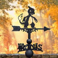 Cast Iron & Steel First Evolution Fire Lizard Character Weathervane in Situ