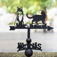 Cast Iron & Steel Fox & Cat Weathervane in Situ