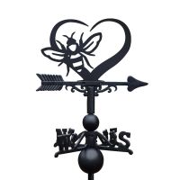 Close-Up of Cast Iron & Steel Heart & Bumble Bee Weathervane