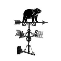 Mounted Cast Iron & Steel Hippo Weathervane - Looking Left