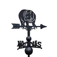 Cast Iron & Steel Hippo Weathervane - Looking Right on White Background