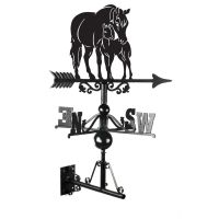 Cast Iron & Steel Mare & Foal Weathervane Mounted