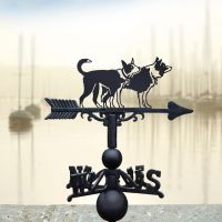 Cast Iron & Steel Weathervane with Pair of Border Collies Topper