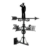 Mounted Cast Iron & Steel Royal Navy Officer Weathervane