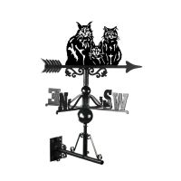 Mounted Cast Iron & Steel Three Cats Weathervane