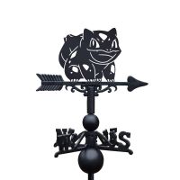 Cast Iron & Steel Unevolved Cartoon Amphibian Character Weathervane on White Background