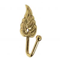 Polished Brass Curtain Hook - Leaf Design