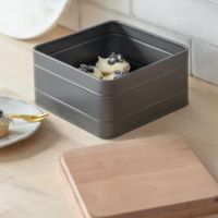 Charcoal Cake Tin with Beech Wood Lid in Use