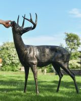 Scale image of bronze buck garden sculpture