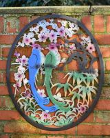 Steel Cherry Blossom and Birds Garden Wall Art