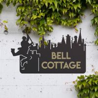 Chimney Sweep Iron House Name Sign with Gold Vinyl